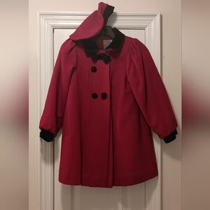 Jennifer Moore Vintage girls Red Black Dress Coat Hat 6x
